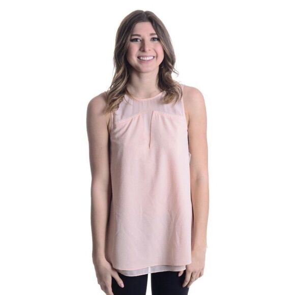 Cooper And Ella Pink Chiffon Sleeveless Top Sz XS - Picture 1 of 2